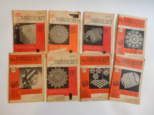 vintage needlework magazines large lot 1940s, 50s, 60s mostly Workbasket