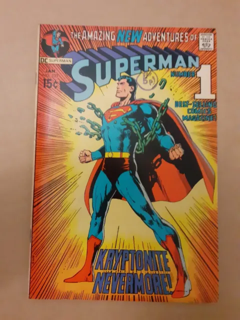 Superman No 233 Classic Neal Adams Cover Kryptonite Nevermore. F+  1971 DC Comic