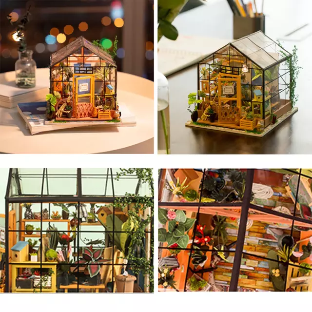 Creative Diy Doll House Set With Led Light And Greenhouse For Kids' Growth And