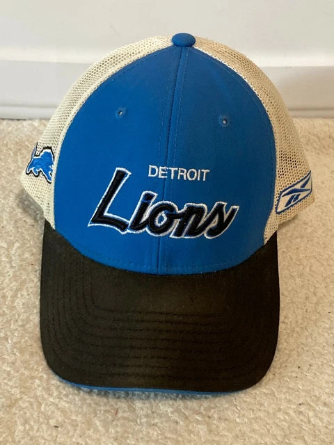 Detroit Lions NFL Reebok Baseball Hat Trucker Mesh Cap Snapback Adjustable 80's