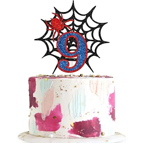 Dalaber Spider Man Cake Topper for 9th Birthday - Boys 9th Birthday Party