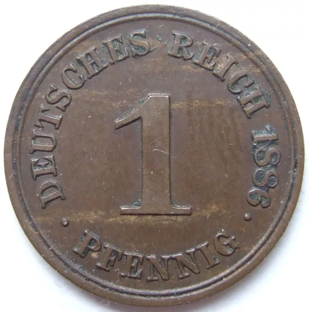 Moneta Reich Tedesco Impero Tedesco 1 Pfennig 1886 G IN Extremely fine