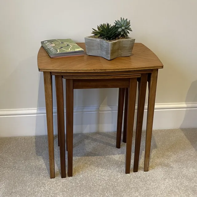 Set of Three Retro/Vintage Teak Nest of Tables; Mid to Late Century