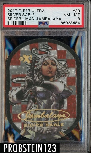 2017 Fleer Ultra Spider-Man Jambalaya #23 Silver Sable PSA 8 NM-MT