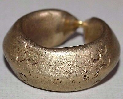 OLD Antique Ethiopian Ethnic Brass Metal Ring Bead, Ethiopia Africa, Ring Size 4
