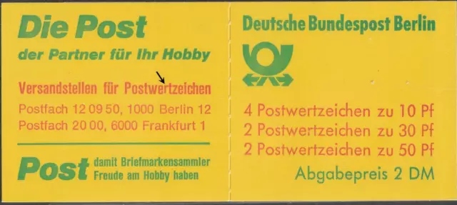 H609, BLN, Markenheftchen MiNr. MH 11 ed oZ**, SELTENER,  B & S 1977