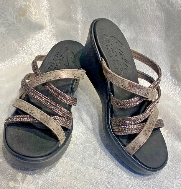 Skechers pewter sandals on sale