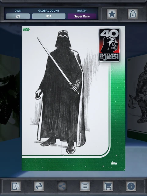 Topps Star Wars Card Trader ROTJ 40th Wave 1 Sketches Chrome Green Darth Vader