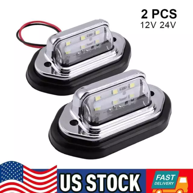 2Pcs LED License Plate Light Tag Lamps Assembly Universal for Truck Trailer RV