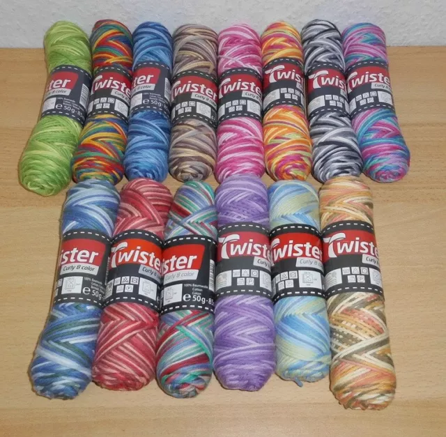 Baumwolle 8-fach, Baumwollgarn, Topflappengarn, Twister Curly 8 color