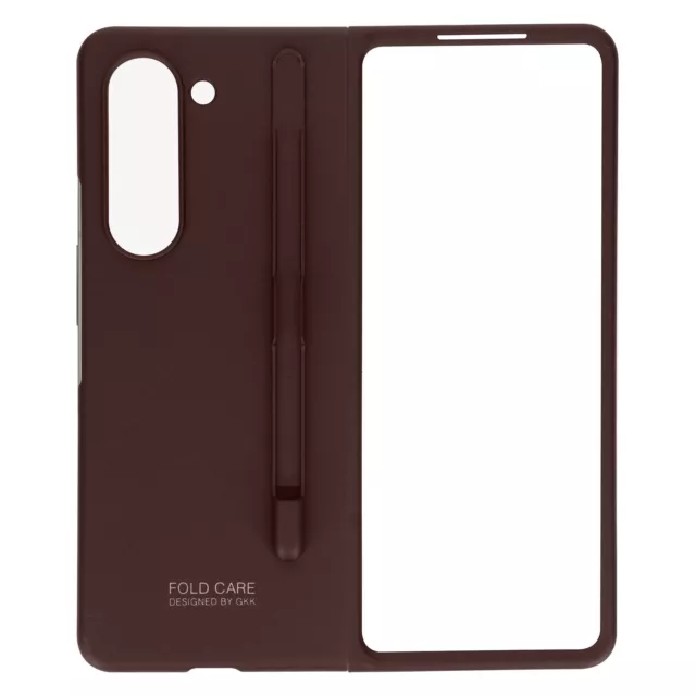 Coque pour Samsung Galaxy Z Fold 5 Rigide Porte stylet Classic Cover Marron