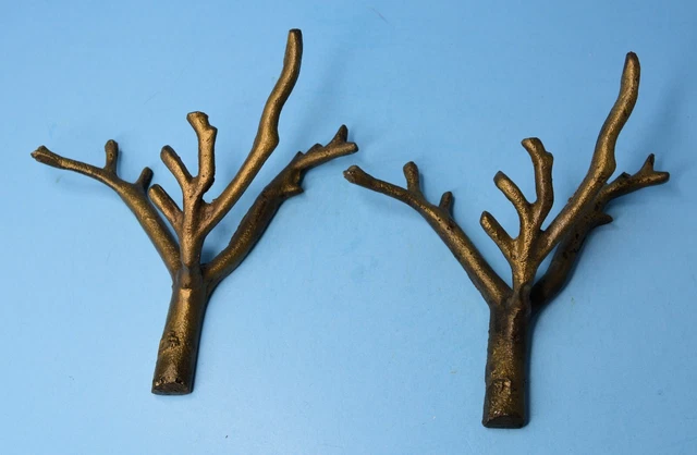 Pair metal Deer Antlers Wall-mount coat/hat Hooks 6.5"
