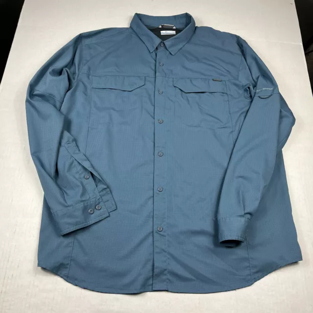 Columbia Mens Silver Ridge Utility Button Up Shirt Blue Fishing Long Sleeve XL
