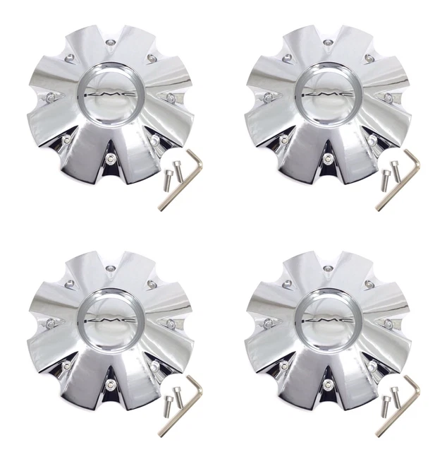 4 KMC Wheels Chrome Wheel Center Hub Caps for 5/6Lug KM651 Slide
