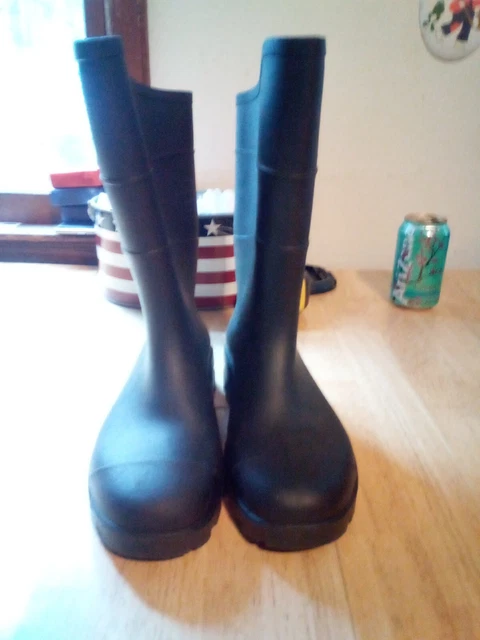 Black Rubber Boots Mens Size 13 Rain Mid Waterproof Pull On Work