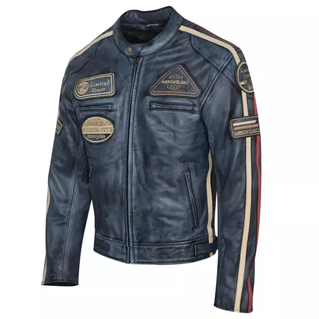 Men's Motorcycle Vintage Cafe Racer Biker Distressed - Foto 6