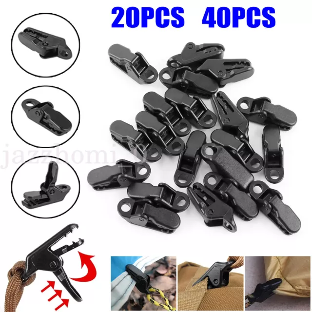 20/40pcs Awning Tarp Clips Set Buckle Tent Clamp Heavy Duty Black Camping Tool