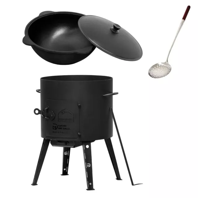 Kazan - Gulaschkanone - Outdoorgrill - Grill - Wok 12 l gusseisen set