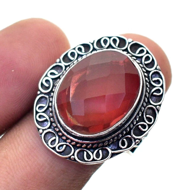 Multi Tourmaline Vintage Style Handmade Silver Plated Jewelry Ring 8.75" PA 1822