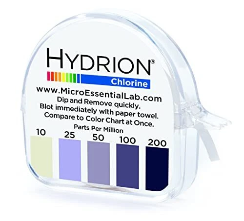 Micro Essential Lab CM-240 Hydrion Chlorine Dispenser 10-200 PPM Test Roll Pl...