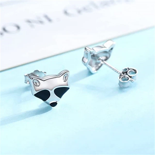 Animal 925 Silver Stud Earrings Creative Women Wolf Shaped Jewelry A Pair