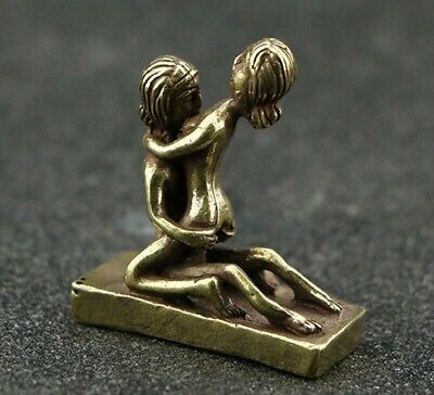 Brass Sex Position Figure Statue Amulet Sexual Lover Attraction Charm Craft Home