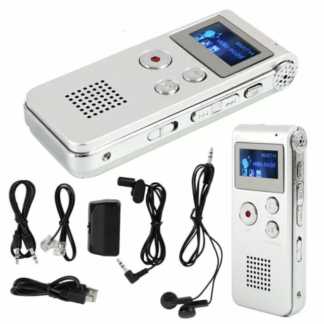 8GB Rechargeable Steel Digital Sound Voice Recorder Dictaphone MP3 Player Record