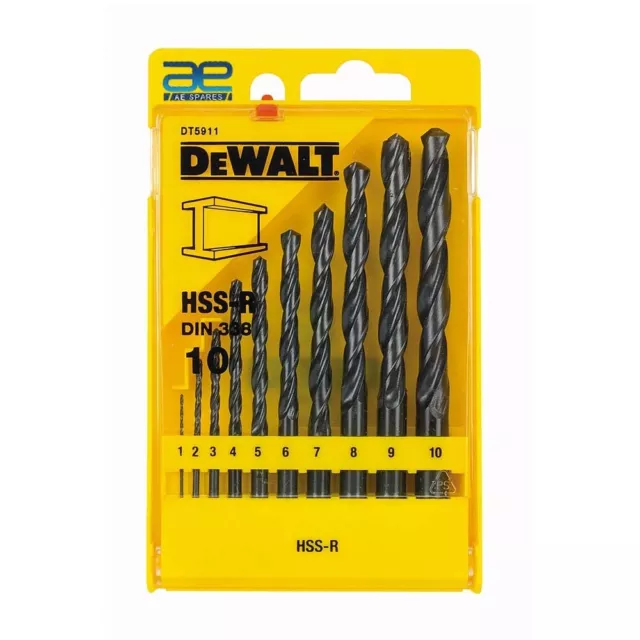 Dewalt 10 Piezas HSS R Juego de Brocas Aes