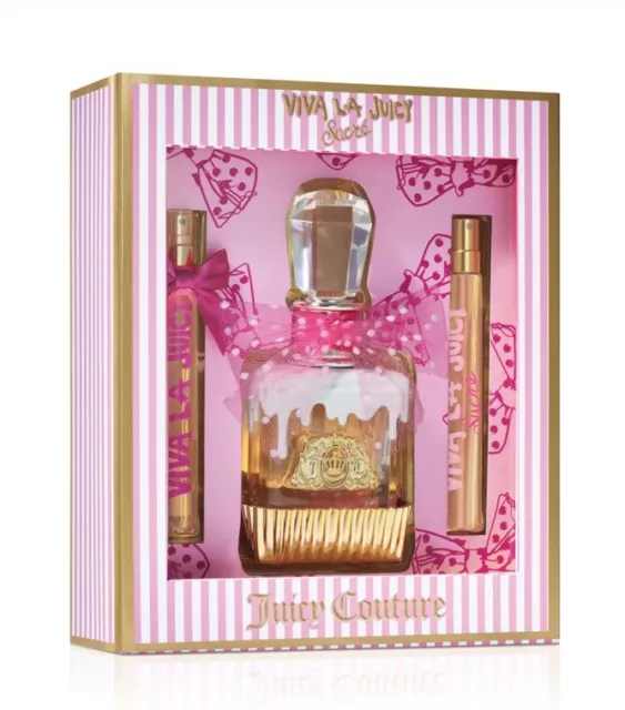 JUICY COUTURE VIVA LA JUICY SUCRE 3.4oz/100ml EDP Spray 3 Piece Gift Set NIB