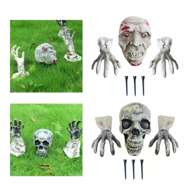 3 Stück realistische Skelett-Pfähle, Halloween-Dekorationen für Party,