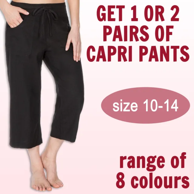 METZUYAN WOMENS CROPPED Linen Capri Pants 3/4 Summer Shorts Plus Size 16-24  UK £14.99 - PicClick UK