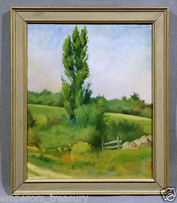 Early 20th Century American Oil Painting Lush Landscape Bright Colors and Trees
