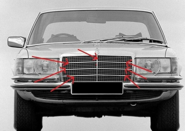 Kit 7 Pièces En Aluminium Pour Calandre Mercedes W123 (200, 200D, 200T) - Neuf