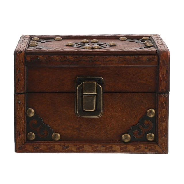 Coffret Au Trésor En Bois Et Cuir PU - Boîte à Bijoux Vintage Jaune - Neuf Avec étiquettes