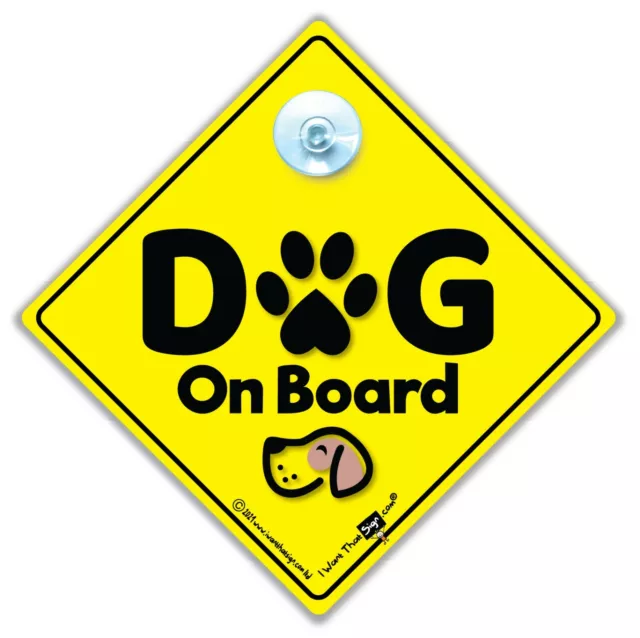 Dog On Board Car Sign, Dog in Car Suction Cup Car Sign, Baby On Board Style Dog