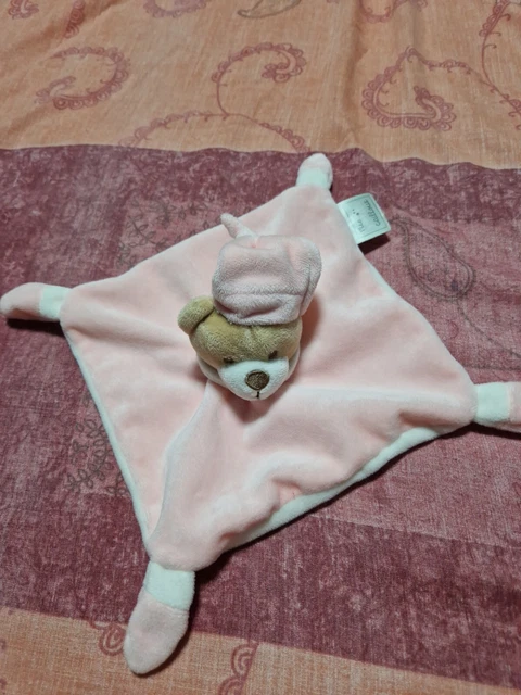 Doudou Plat Mes Petits Cailloux Chat Ours Marron Rose