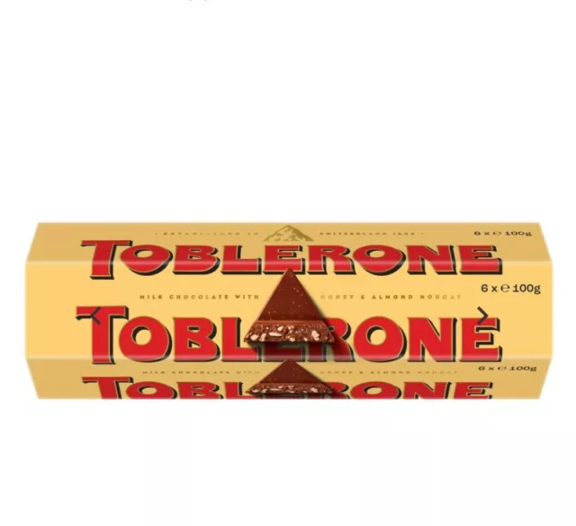 Toblerone Swiss milk chocolate Honey Almond nougat 6x100g bar gift for anyone 