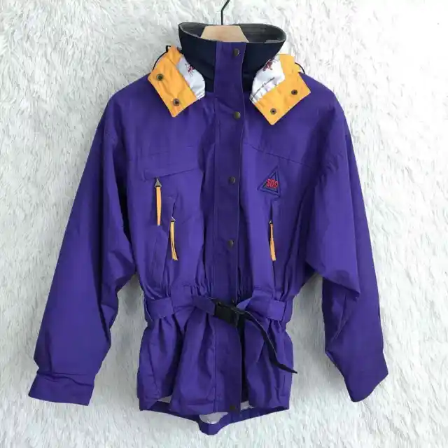 VINTAGE 90S PURPLE Hooded Ski Jacket Coat Retro SOS Sportswear Sweden  Womens 8 £85.48 - PicClick UK