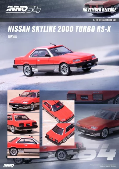 INNO64 1:64 Nissan Skyline 2000 Turbo RS-X (DR30) RED