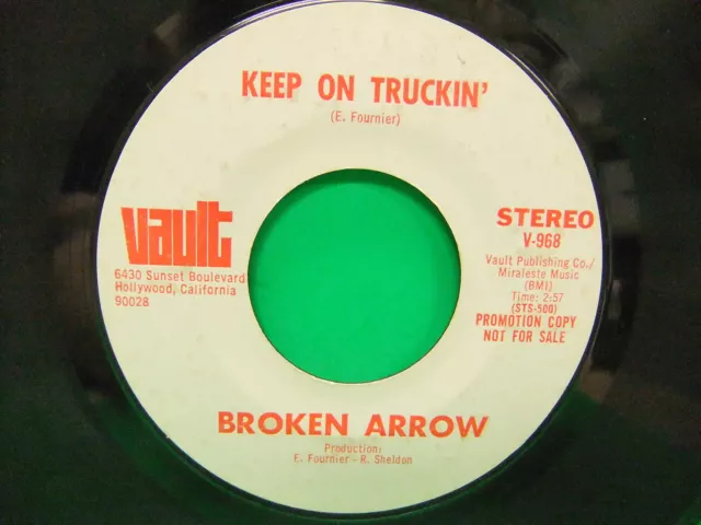 Broken Arrow Keep On Truckin' / Every Night 1970 VG+ Promo 45 Vault V 968 RARE