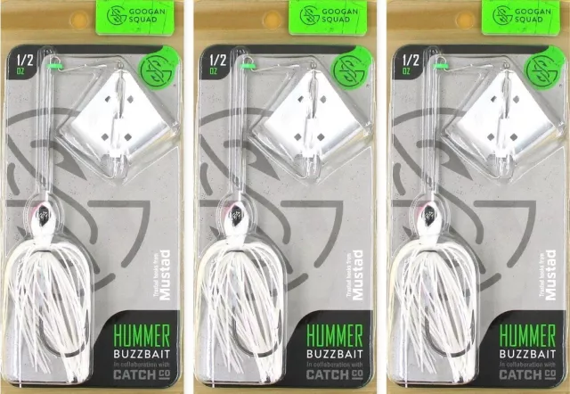 3) GOOGAN SQUAD 1/2 Oz. White Hummer Buzz Baits Buzzbaits Brand New In Pack  $14.99 - PicClick