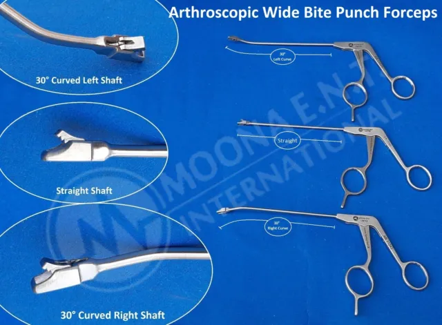 Arthroscopic Forceps Set - Straight & Curved Shafts, 30° Left/Right, 4mm Punch