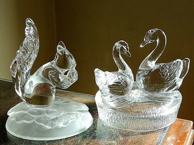 Lead Crystal Swans & Squirrel Figurines from Italy