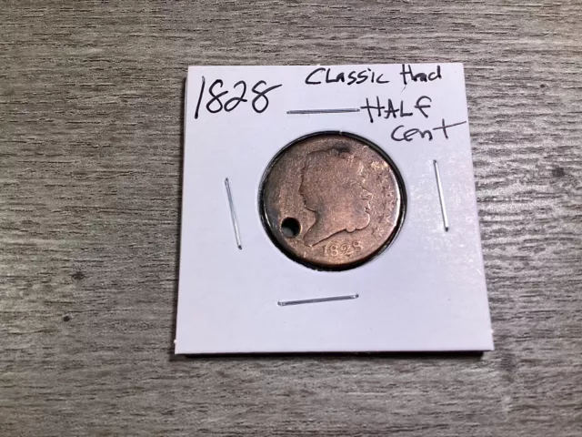 1828 Classic Head Half-Cent  Holed U.S. Copper Coin-111523-0003 3