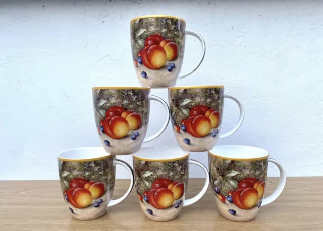 Royal Worcester Coffee Mugs Set Of 6 Fine Bone China Fruit Tea Coffee Cashmere