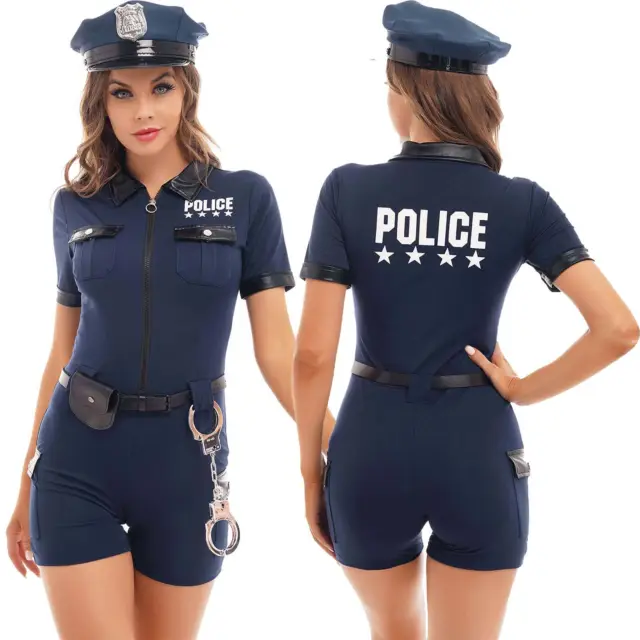 Damen Sexy Polizei Kostüm Polizistin Uniform Outfits Halloween Karneval Cosplay