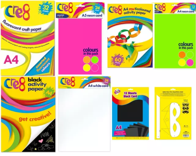 A4/A5 Black-Multi Color Activity Paper Sheets Arts Crafts Stationary Sheets Kid