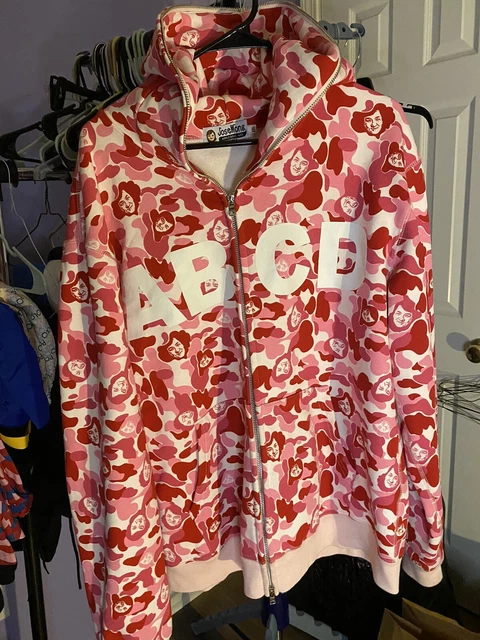 RARE Japanese Jose Wong ABCD Pink Camo Full Zip Hoodie Bear Ears Sz XXL Bape