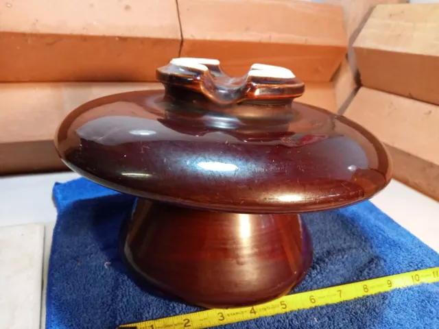 Large MUSHROOM Ceramic Porcelain Insulator - VTG - Brown