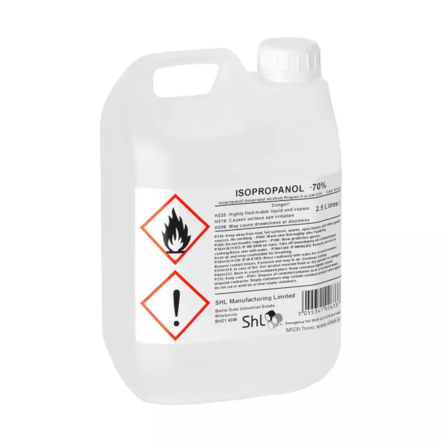 SHL 2.5 litre ISOPROPANOL IPA Isopropyl Alcohol 70% Pure